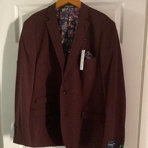 Burgundy/Brown Slim-Fit Paisley&Gray Blazer